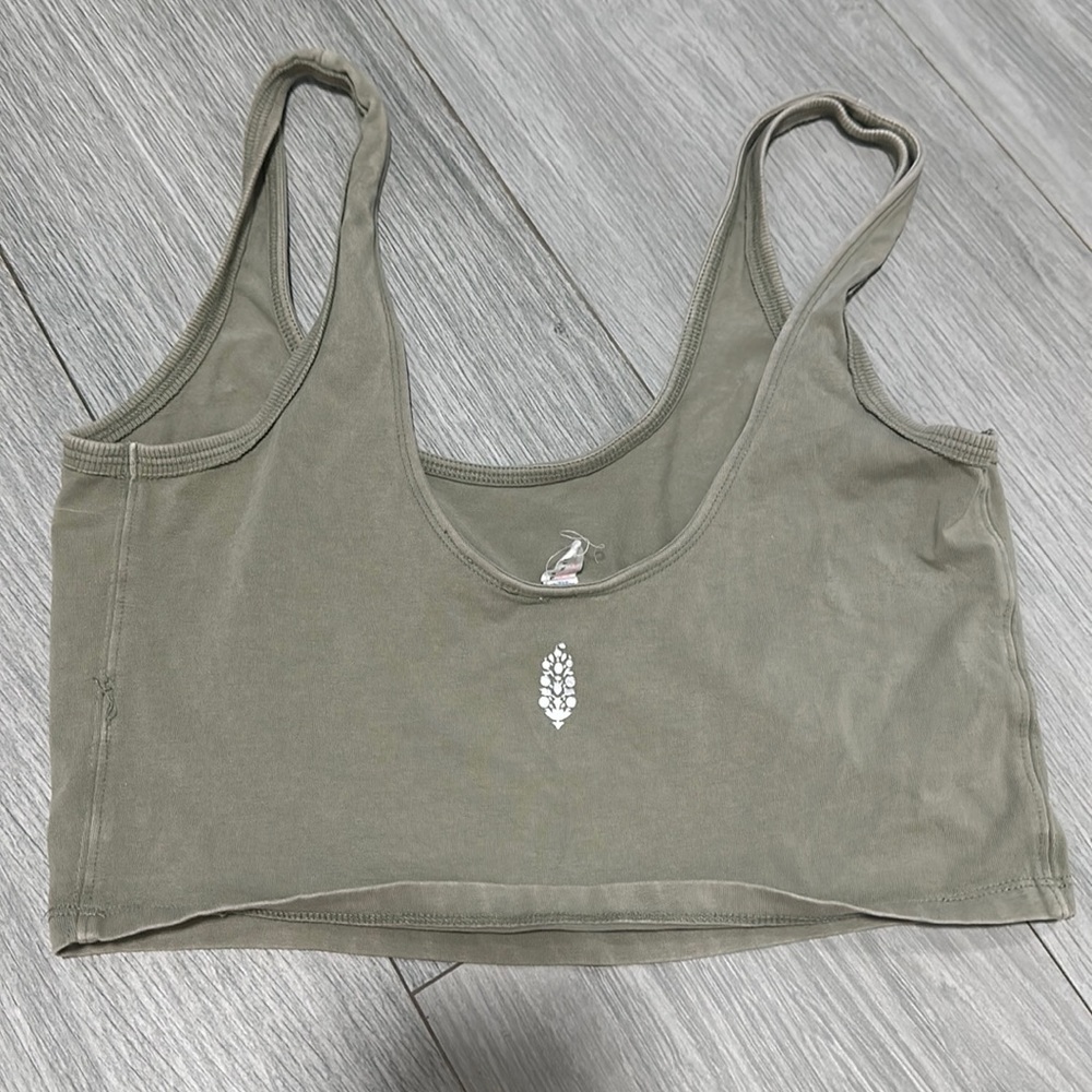 FP movement cropped khaki green and gray top